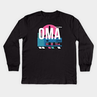 Omaha (OMA) Airport // Sunset Baggage Tag Kids Long Sleeve T-Shirt